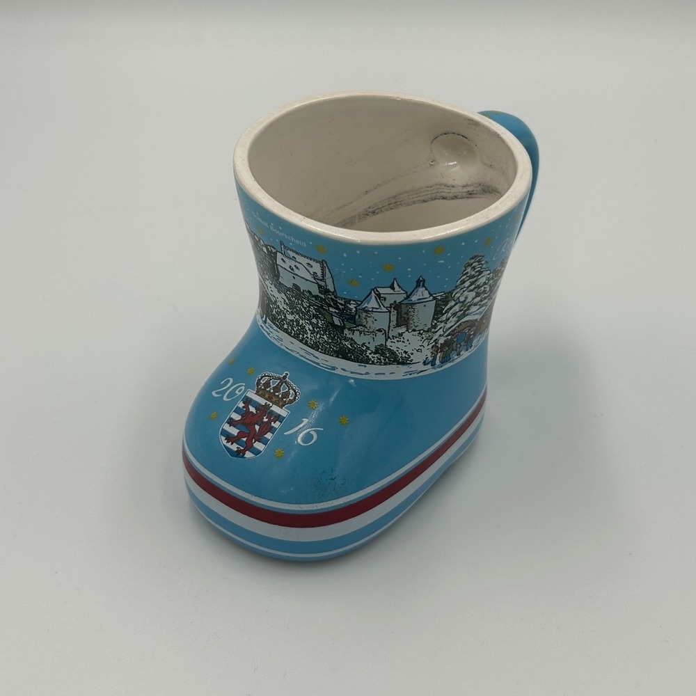 Koessinger AG 2016 Bourscheid Christmas Market‎ Blue Ceramic Boot Mug Gluhwein
